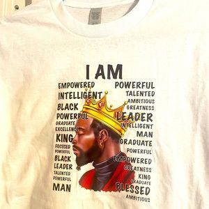 White, “I am” black male affirmation t-shirt.